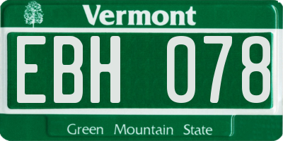 VT license plate EBH078