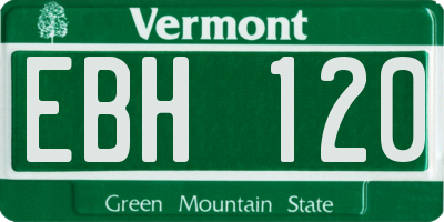 VT license plate EBH120