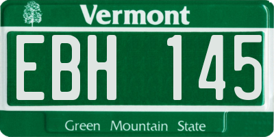 VT license plate EBH145