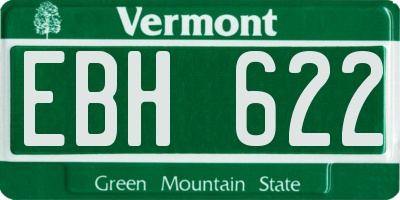 VT license plate EBH622