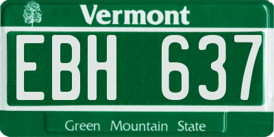 VT license plate EBH637