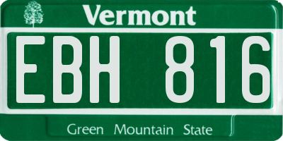 VT license plate EBH816