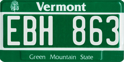 VT license plate EBH863