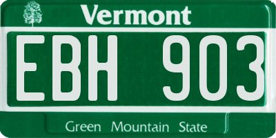 VT license plate EBH903