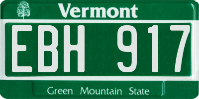 VT license plate EBH917