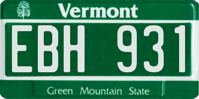 VT license plate EBH931