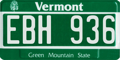 VT license plate EBH936