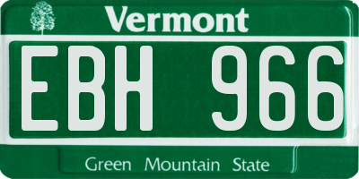 VT license plate EBH966