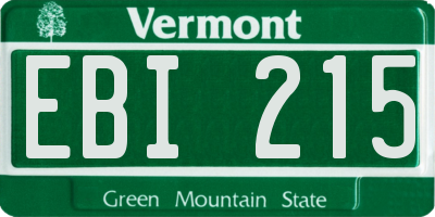 VT license plate EBI215