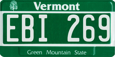 VT license plate EBI269