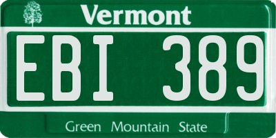 VT license plate EBI389