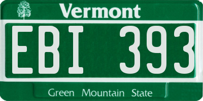 VT license plate EBI393
