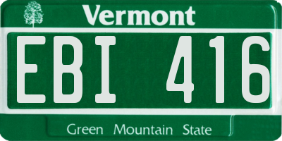 VT license plate EBI416