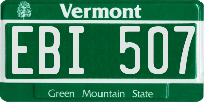 VT license plate EBI507