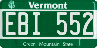 VT license plate EBI552