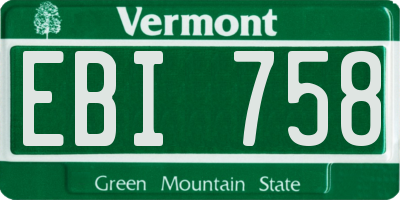 VT license plate EBI758