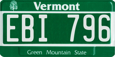 VT license plate EBI796