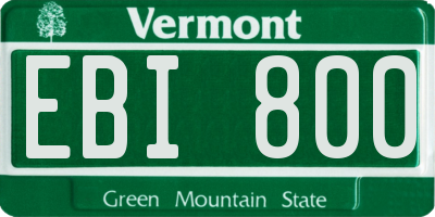 VT license plate EBI800