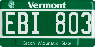 VT license plate EBI803