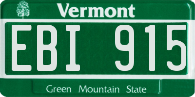 VT license plate EBI915