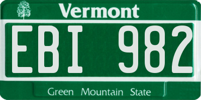 VT license plate EBI982