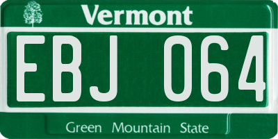 VT license plate EBJ064