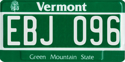 VT license plate EBJ096