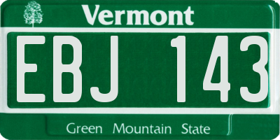 VT license plate EBJ143