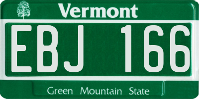 VT license plate EBJ166