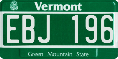 VT license plate EBJ196