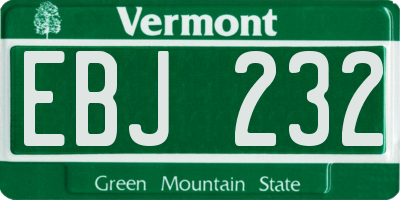 VT license plate EBJ232