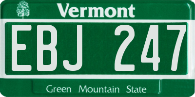VT license plate EBJ247
