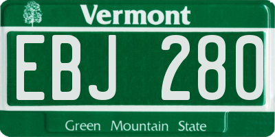 VT license plate EBJ280