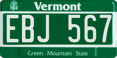 VT license plate EBJ567