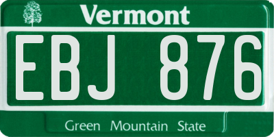 VT license plate EBJ876