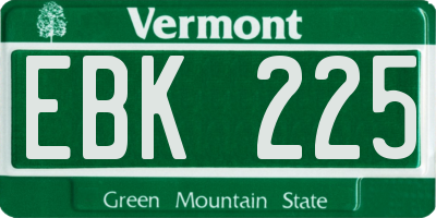 VT license plate EBK225