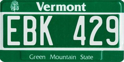 VT license plate EBK429