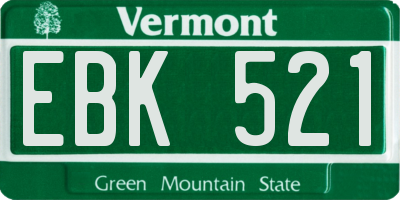 VT license plate EBK521