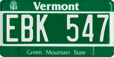 VT license plate EBK547