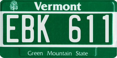 VT license plate EBK611