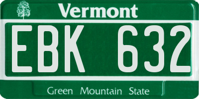VT license plate EBK632