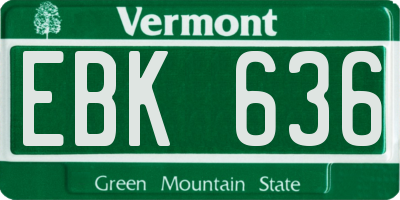 VT license plate EBK636