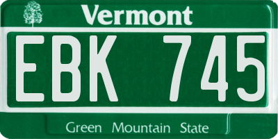 VT license plate EBK745