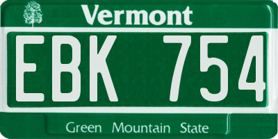 VT license plate EBK754