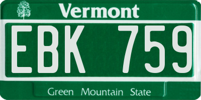 VT license plate EBK759