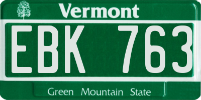 VT license plate EBK763