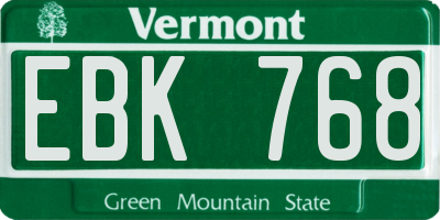 VT license plate EBK768