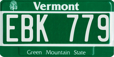 VT license plate EBK779