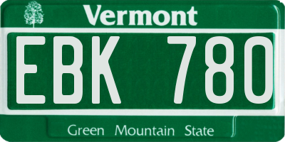 VT license plate EBK780