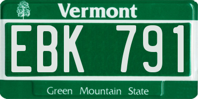 VT license plate EBK791